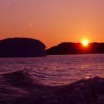 Ice bergs and sunset in Greenland